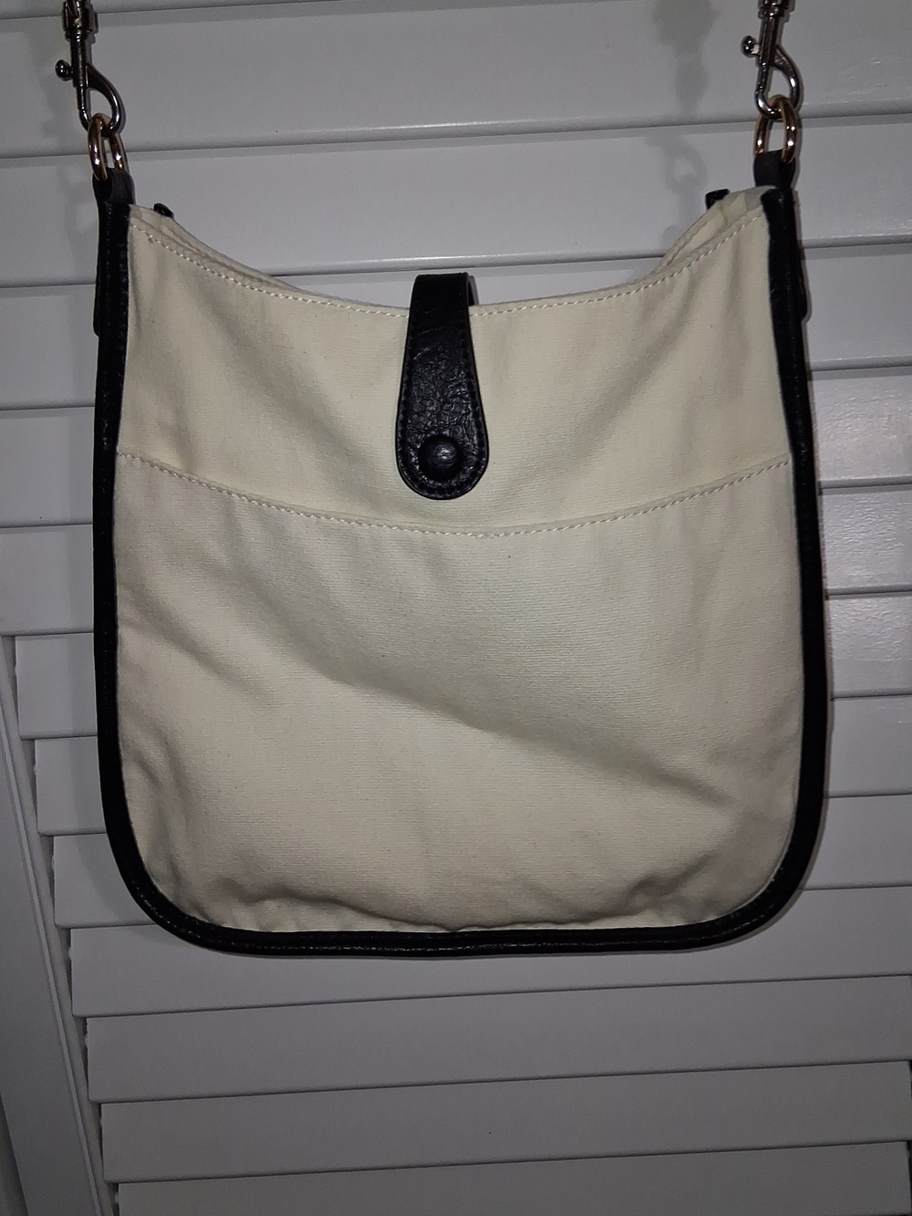 AHDORNED Cream and Black Two-Tone Crossbody Bag with Button Tab